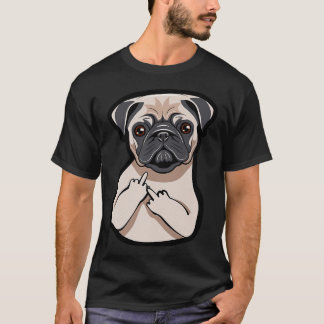 Camiseta Amante de Pug Dedo Medio Divertido Gráfico 