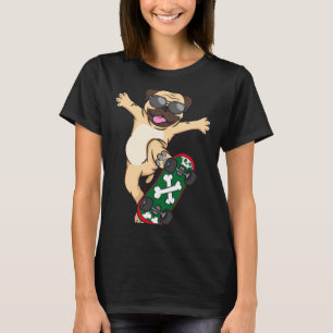 Camiseta Amante de pug monopatín perro cachorro payaso skat