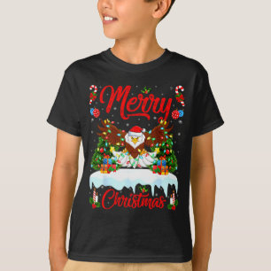 Camiseta Amante del águila calva Luces de Navidad Santa Águ