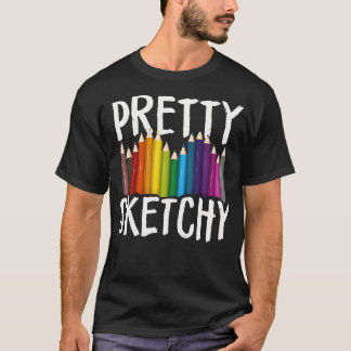 Camiseta Amante del Arte Divertido y Esbozado Lápices de Co