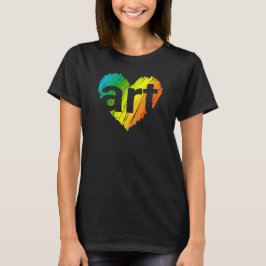 Camiseta Amante del arte, gran corazón con arte de palabras
