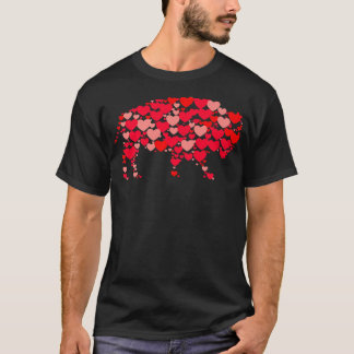 Camiseta Amante del Bisonte Corazones de Amor Tiernos Anima