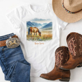 Camiseta Amante del Caballo Acuarela de Niñas