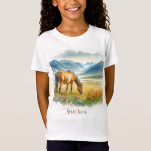 Camiseta Amante del Caballo Acuarela de Niñas 