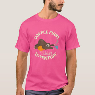 Camiseta Amante del café del perezoso dormilón primero lueg