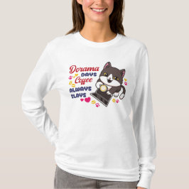Camiseta Amante del café felino con vibraciones de Dorama