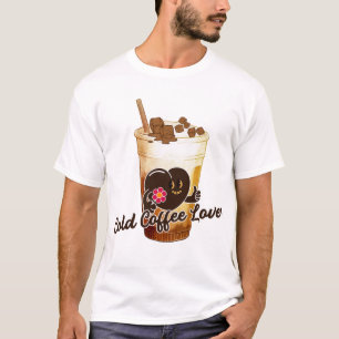Camiseta Amante del Café Frío Gato Kawaii Anime Retro