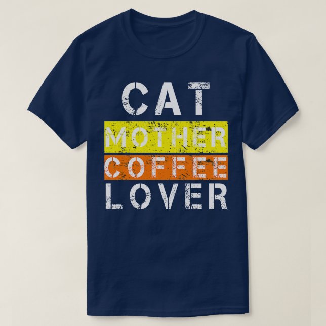 Camiseta amante del café madre del gato 105 (Diseño del anverso)