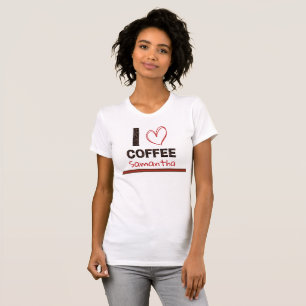 Camiseta Amante del Café Nombre Personalizado Diseño de Gra
