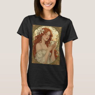 Camiseta Amante Del Café Y Flores De Lirio Art Nouveau