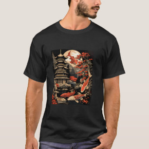 Camiseta Amante del estanque japonés de Koi Pagoda Templo C