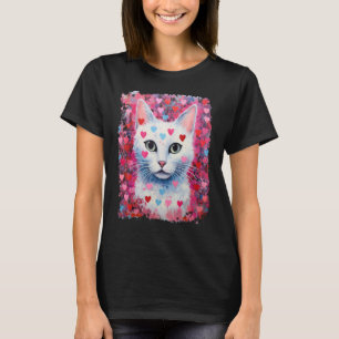 Camiseta Amante del gato blanco del arte pop