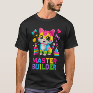 Camiseta Amante del gato constructor maestro ladrillos bloq