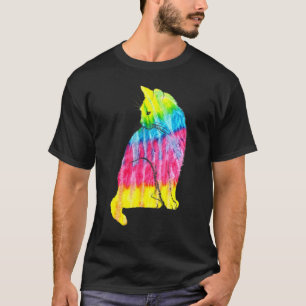 Camiseta Amante del gato de teñido de nudos Felino Psicodél