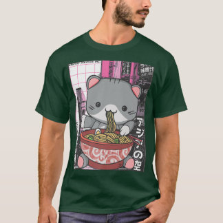Camiseta Amante del gato del ramen Kawaii Anime1494