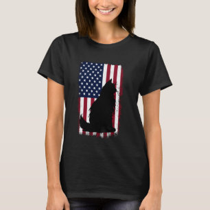 Camiseta Amante del gato Maine Coon, traje de la bandera am