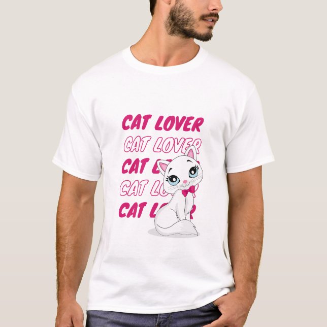 Camiseta Amante del gato rosado (Anverso)