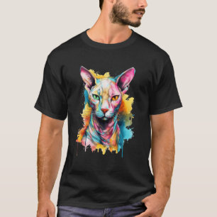 Camiseta Amante del gato Sphynx arte pop colorido gato Sphy