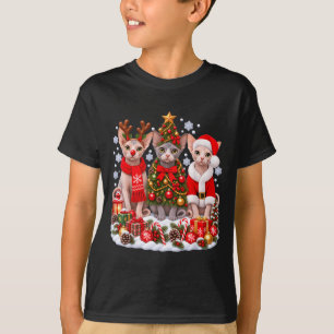 Camiseta Amante del gato sphynx de navidad retro santa reno