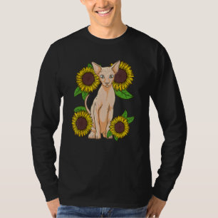 Camiseta Amante del gato Sphynx del girasol floral