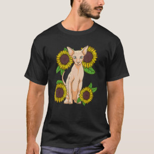 Camiseta Amante del gato Sphynx girasol floral
