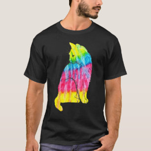 Camiseta Amante del gato Tie Dye Feline Psicodélico Abstrac