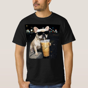 Camiseta Amante del humor de Bulldog Francés bebiendo café
