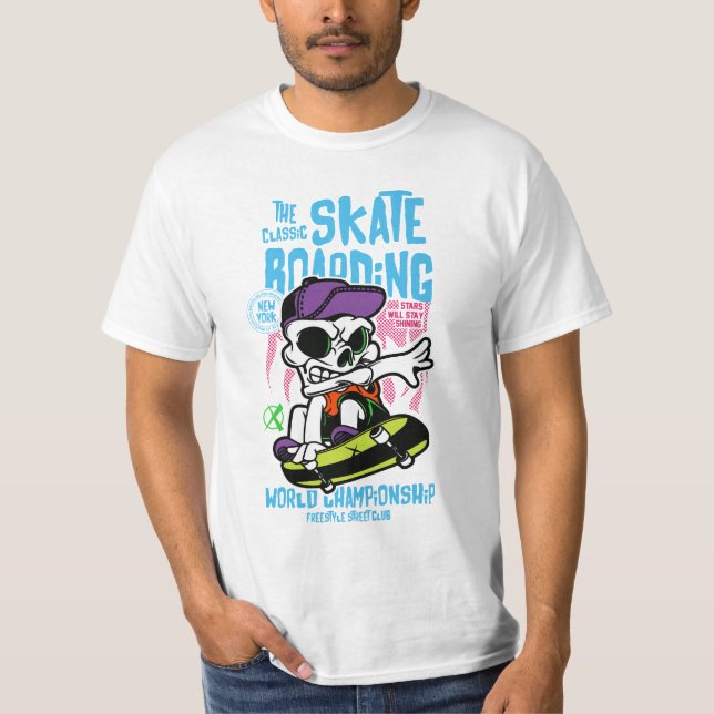 Camiseta Amante del patinaje | Calavera con mordazas de pat (Anverso)