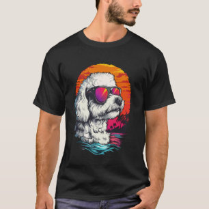 Camiseta Amante del perro Bichon Frise Atardecer Retro Bich