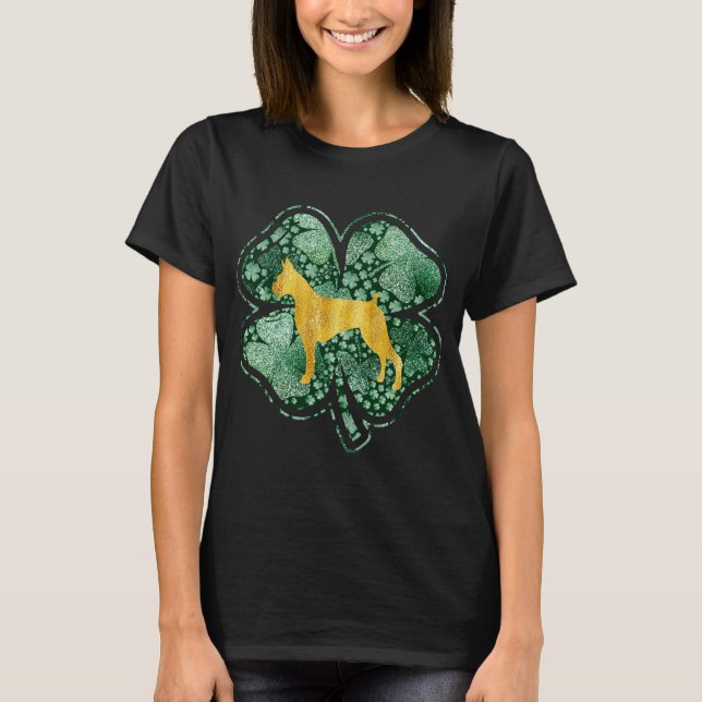 Camiseta Amante del perro boxer trébol de San Patricio irla (Anverso)