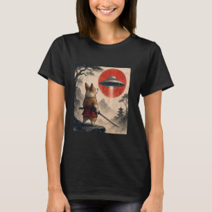 Camiseta Amante del perro Corgi Samurai OVNI Vintage Japoné