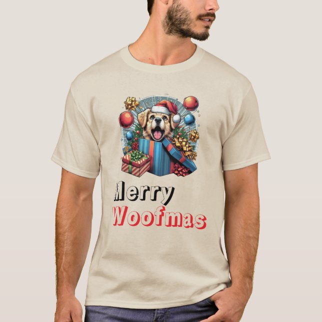 Camiseta Amante del perro de los mascotas de Merry Woofmas (Anverso)