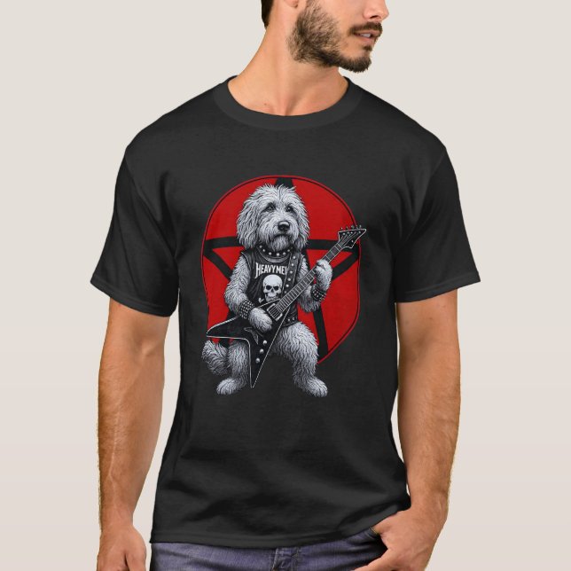 Camiseta Amante del perro de rock de guitarra de heavy meta (Anverso)