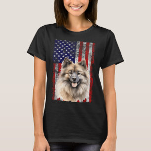 Camiseta Amante del perro Keeshond Bandera de EE. UU. 4 de