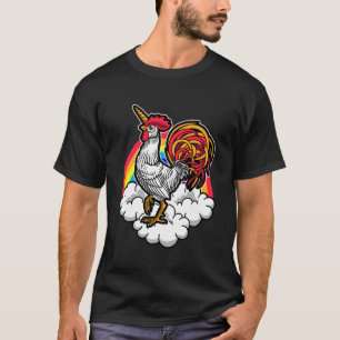 Camiseta Amante del pollo arcoíris unicornio loco divertido