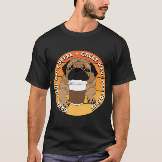 Camiseta Amante del pug: gran ola de café puesta de sol ret