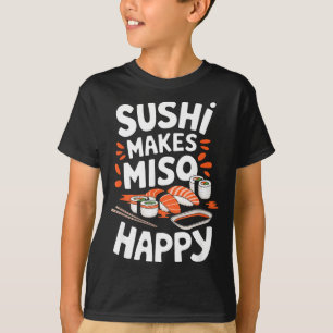 Camiseta Amante del Sushi Sushi Hace Feliz a Miso, Comida J