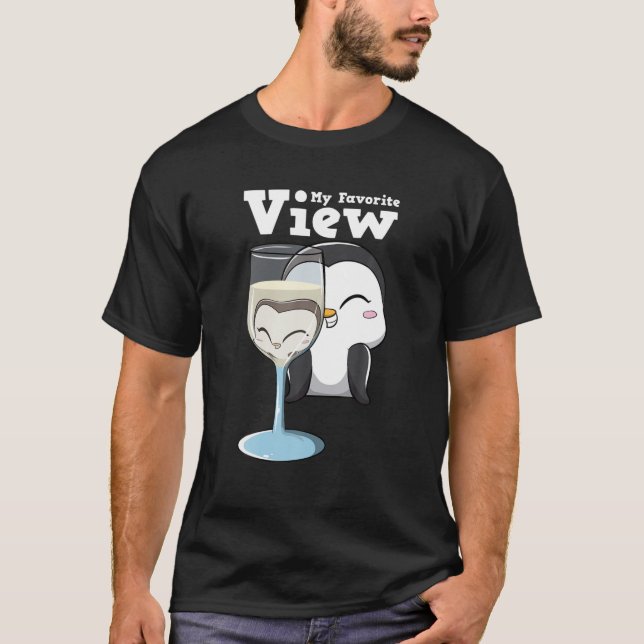 Camiseta Amante Del Vino Y Ave Pingüino Cuto Alcohol Graso (Anverso)