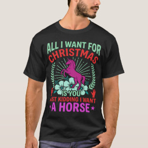 Camiseta Amante Divertido de Caballo Unicornio de Navidad