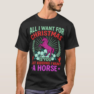 Camiseta Amante Divertido de Caballo Unicornio de Navidad