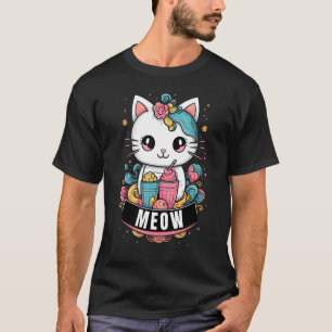 Camiseta Amante Divertido de Gatos Maullido Gatito de Dibuj