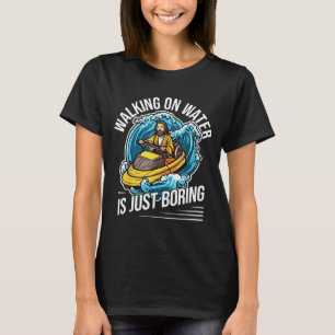 Camiseta Amante divertido del esquí acuático caminando sobr