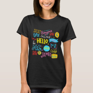 Camiseta Amante Palabra Diferente Profesor Idiomas Hola Via