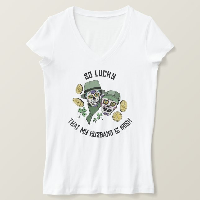 Camiseta Amante regalo irlandés de amor para esposa cráneo  (Anverso del diseño)