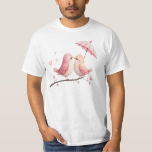 Camiseta "Amantes bajo un paraguas rosado
