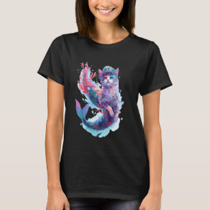 Camiseta Amantes de Animales de Fantasía Gata Sirena
