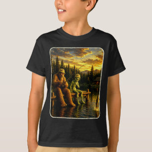 Camiseta Amantes de Bigfoot alienígena pescando hombres div