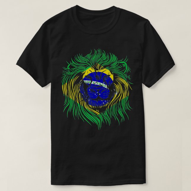 Camiseta Amantes de BRA Bandera brasileña de león (Diseño del anverso)