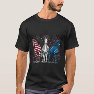 Camiseta Amantes de caballos del 4 de julio rojo blanco y a