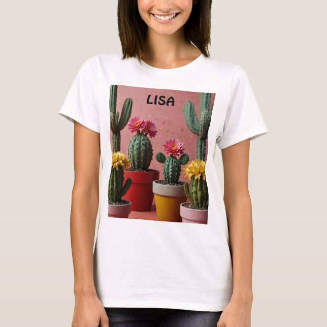 Camiseta Amantes de cactus en flor (Anverso)